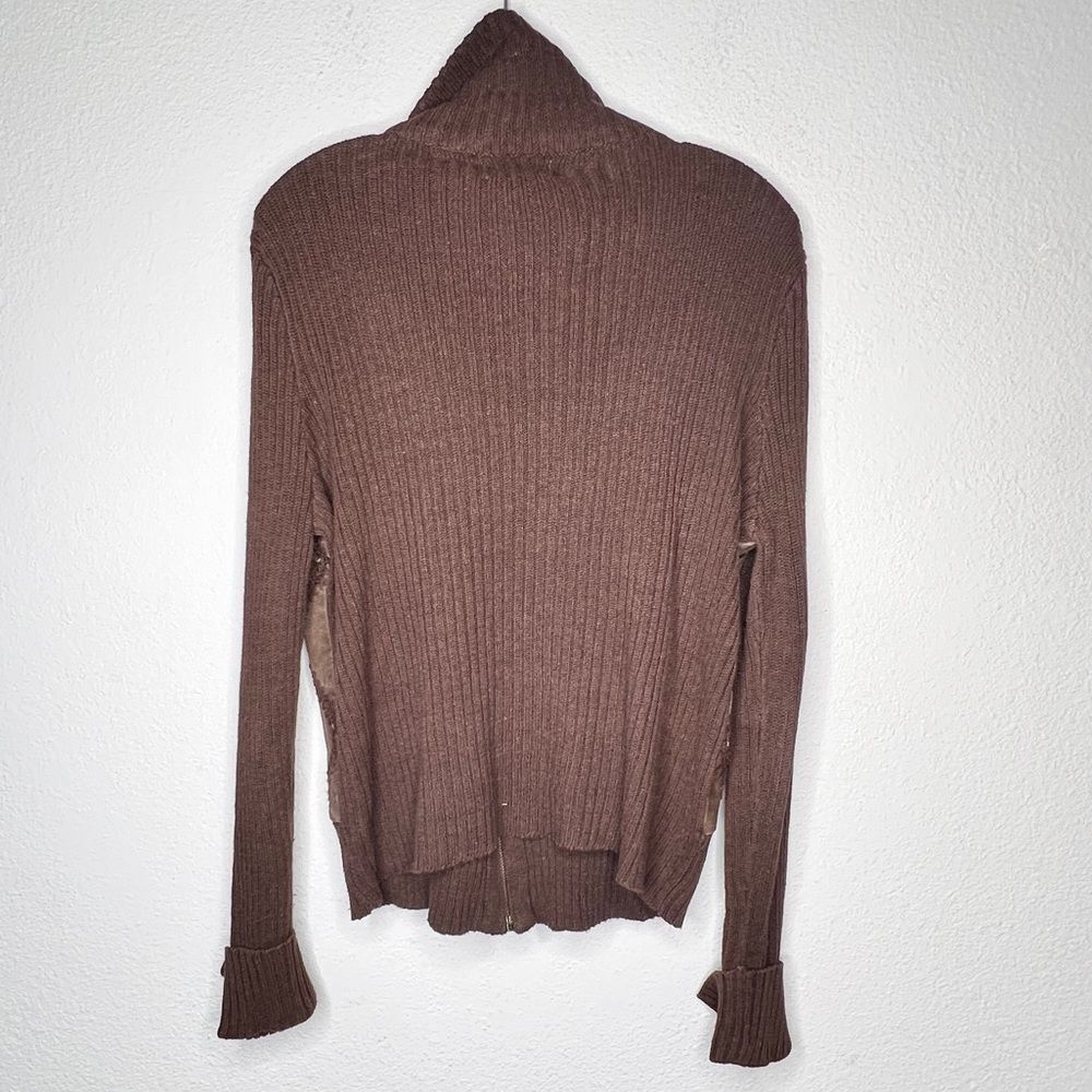 Vintage White Stag Patchwork Suede Zip Sweater - image 5